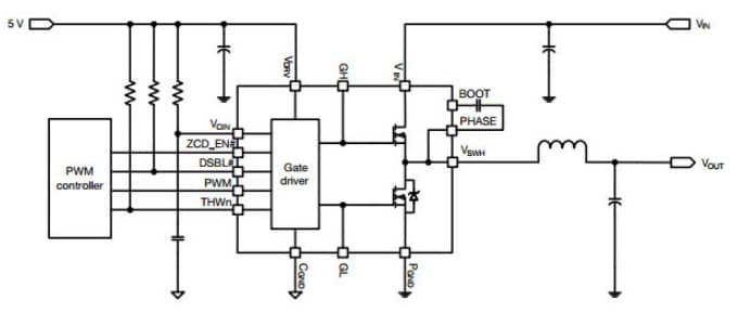Application Circuit Diagram - Vishay DrMOS SiC6 Integrated Power Stage